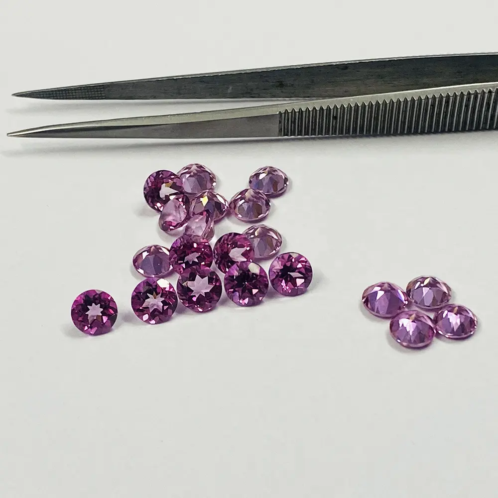 Fábrica al por mayor de alta calidad Natural 4mm Topacio Rosa corte redondo piedras preciosas sueltas piedras cortadas brillantes para la fabricación de joyas