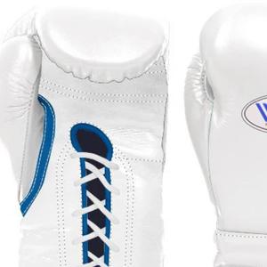 Gants de boxe à lacets Winning, blanc et bleu, cuir véritable, gants de boxe professionnels pour l'entraînement et les combats, ajustement professionnel, 8oz, 10oz, 12oz - Product Image 3
