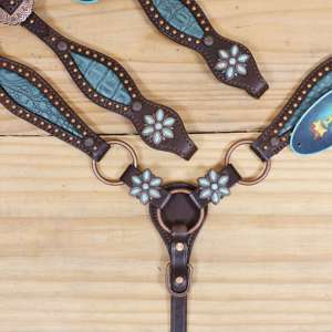 Juego de Cabezada y Pechera para Caballo Estilo Occidental de Lujo, Cuero de Primera Calidad con Pedrería, Hecho a Mano, Equipo de Equitación Personalizado - Product Image 3