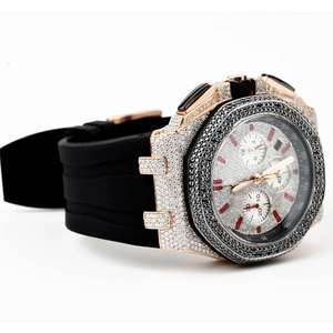 Montre en diamant Moissanite de qualité supérieure, cadran glacé brillant, bracelet en acier inoxydable durable, style hip-hop, bijou chronomètre - Product Image 2
