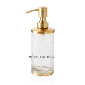 Distributeur de savon liquide poli brillant de couleur argent en métal de qualité supérieure de Texture martelée pour des accessoires de lavage de main d'Inde - Product Image 5