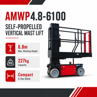6.8m Kendinden Tahrikli Dikey Mastlı Platform 227kg Elektrikli Havadan Çalışma Platformu AMWP4.8-6100