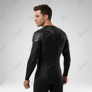 Vêtement de sport compressif sublimé à manches longues pour hommes, idéal pour la salle de sport, la course à pied, l'entraînement, respirant, évacuant l'humidité, extensible, performance - Product Image 4