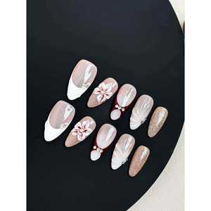 Blush Crystal Bloom Press-On Nail Art - Product Image 3