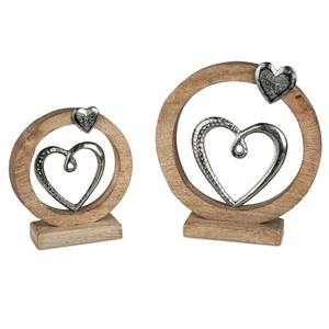 Sculpture en bois et métal en forme de cœur, petite taille, romantique, décoration de table, décoration moderne pour la maison, cadeau pour les couples - Product Image 1