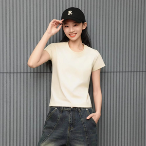 Summer Essentials Mujer 230gsm Slim Fit Camiseta en blanco O-cuello Camiseta con logotipo personalizado Camiseta para hombres DDP Envío - Product Image 1