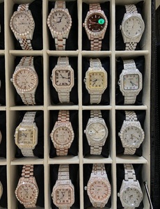 Phòng thí nghiệm phát triển kim cương Hip-Hop xem với vàng 2 tấn moissanite mặt Đỏ Khóa 41mm Thạch Anh Da ban nhạc xác minh Nhà cung cấp - Product Image 4