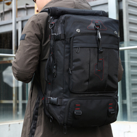 Sac à dos noir minimaliste Oxford Techwear avec fermeture éclair, 20-39L, sac de voyage étanche pour ordinateur portable de 17 pouces, multi-poches, décontracté, unisexe