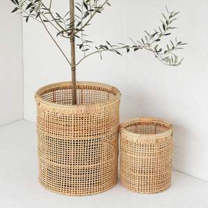 Handcrafted Design Rattan Planter Basket Indoor and Balcony Decoration Flower <b>Pots</b> <b>Mini</b> <b>Plant</b> Containers - Product Image 1