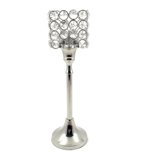 Hot Selling Wedding <b>Table</b> Decorations Crystal Candle Holder Nickle Plated Finishing Aluminium Metal Candle Holder Stand Use - Product Image 5