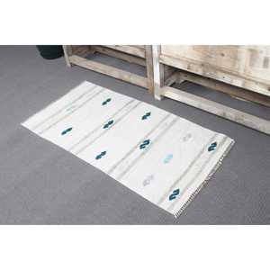 Petit tapis vintage 1,8 x 3,5 pieds, tapis turc, tapis Kilim blanc à imprimé animal - Product Image 4