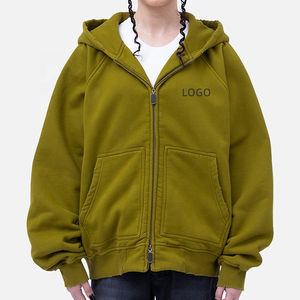 Sweat à capuche streetwear de luxe pour homme, 100% Coton, 2026, en molleton épais, coupe régulière, hiver, uni, brodé, effet délavé à l'acide et vieilli - Product Image 1