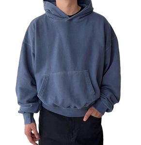 เสื้อฮู้ดไหล่เฮฟวี่เวท420กรัมเสื้อกันหนาวโลโก้กำหนดเองได้สีทึบ - Product Image 1