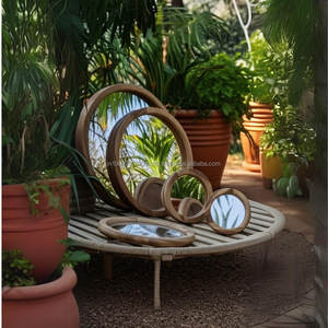 KALATRI Handmade Eco-Friendly Lightweight Classic Art Deco Asymmetrical Irregular Wavy Large Wooden Home Decor 4mm Wall <b>Mirror</b> - Product Image 3