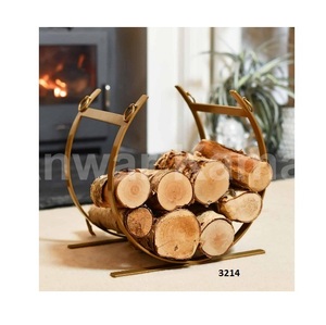 Hot Selling Brass Finish Curved <b>Log</b> Rack Holder Decorative Modern Design Wood Storage Organizer For Home Indoor Outdoor <b>Decor</b> - Product Image 1