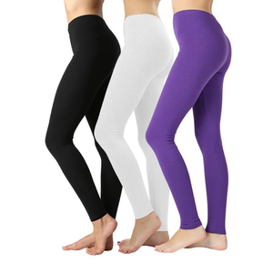 Pack 3 Solid Color High Waist Pants Spandex Peach Fitness Leggings <b>Women's</b> Plus Size Casual Tightening Leggings Size Leggings BD - Product Image 1
