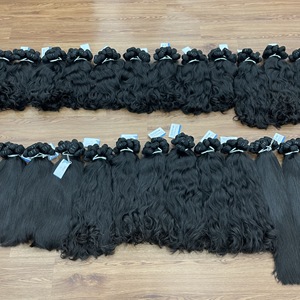 Extensiones de cabello crudo vietnamita de lujo, máquina de textura recta y ondulada, cabello de doble trama, color negro natural - Product Image 4