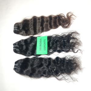 100% Machine double trame naturelle douce ondulée faisceaux naturels non transformés couleur noire vierge temple indien extensions de cheveux humains - Product Image 6