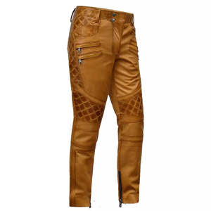 Pantalon droit en cuir souple de haute qualité pour homme, confortable, taille mi-haute, décontracté, imperméable, designs uniques, vente directe d'usine - Product Image 1