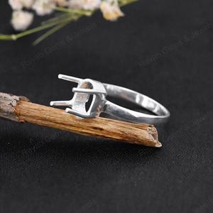 Xu hướng rắn 925 Sterling bạc 7x9mm hình bầu dục prong Thiết lập bán gắn kết đơn giản ban nhạc tùy chỉnh mạ lưu niệm đồ trang sức mỹ - Product Image 5
