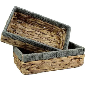 Cesta de jacinto de agua abierta con asas de bucle generosas ideal para lavandería, mantas, que combina un almacenamiento espacioso con encanto natural - Product Image 5