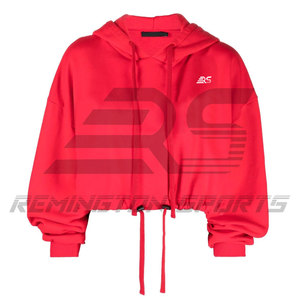 Full Simple Red Hoodie Blanks Woman New Solid Color Women Crop Top Hoodie Casual Loose Hoodie for Gym - Product Image 2
