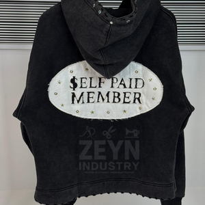 High Quality <b>silk</b> screen Printed Hoodies for <b>Men</b> Streetwear Oversized Graphic Zip up Patchwork Acid Wash printed <b>Men's</b> Hoodies - Product Image 4