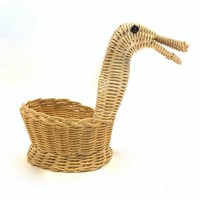 Panier en rotin en forme de canard au design unique, panier en rotin tissé à la main pour Pâques, pour l'organisation