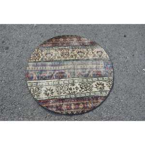 พรมขนแกะสไตล์ตุรกีโบราณขนาด3'1x3'1ฟุตดีไซน์แบบเย็บปะติดปะต่อกันสีน้ำตาลยางขนกระต่ายเทียมทรงสี่เหลี่ยมโถงทางเดินสำหรับตกแต่งห้อง - Product Image 3