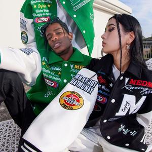 Custom Streetwear Woven Jacquard <b>Men's</b> Tapestry Clothing Varsity Plus Size Coat Hip Hop Zip up <b>Men's</b> <b>Jacket</b> - Product Image 2