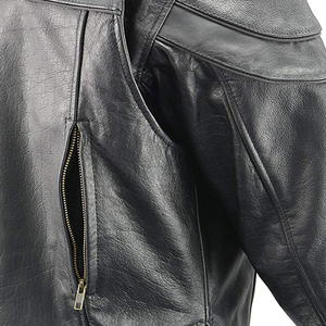 Blouson en cuir pour homme, blouson de moto en cuir noir économique avec doublure intérieure pour homme - Product Image 5