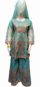 Vestido elegante listo para mujer de alta calidad, lenghas, transpirable, pakistaní, silueta recta, decoración de encaje, lentejuelas naturales - Product Image 5