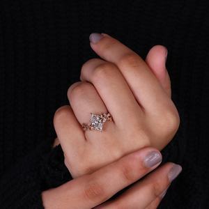 0.5CT-3CT VVS CZ Diamant Argent Sterling Or Rose Femmes Vintage Fiançailles Mariage Anniversaire Bague Néerlandais Marquise Coupe Feuilles - Product Image 6