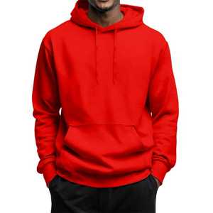 Regular Fit Hooded Sweatshirt Men <b>Lightweight</b> Autumn Streetwear Solid <b>Hoodie</b> Fleece Pullover Sweater with Pockets - Product Image 6