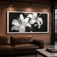 Peinture à l'huile abstraite moderne noir et blanc sur toile, peinte à la main, pour décoration murale de salon – Vente chaude en gros sur mesure