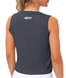 เสื้อครอปผ้าฝ้ายออร์แกนิกสำหรับผู้หญิงเสื้อตัวสั้นแขนกุดระบายอากาศได้น้ำหนักเบาสไตล์สวมใส่สบาย - Product Image 2