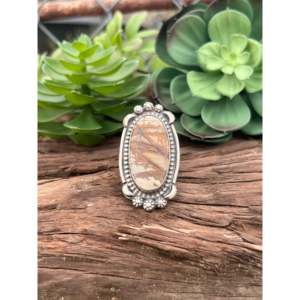 Betta Lee Boulder <b>Turquoise</b> & Pearl Gemstone <b>Ring</b> with Sterling Silver Bezel Setting Size 8 Everyday Wear - Product Image 1