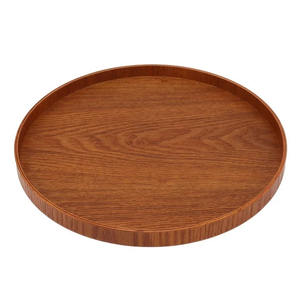 Forme ronde de plateau de service en bois de conception unique pour la maison et les hôtels plateaux de service de nourriture de table faits à la main adaptés aux besoins du client - Product Image 1