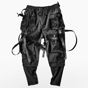 Cyberpunk Streetwear Hommes Harajuku Techwear Pantalon Ruban Multi Poche Pantalon US Taille Hip Hop Noir Cargo Ninja Pantalon - Product Image 2