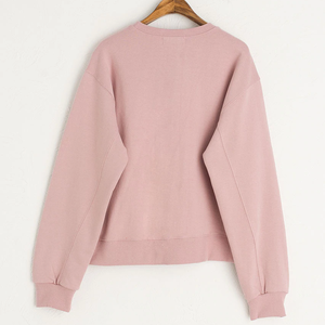 Sweat-shirt à manches longues en coton à col rond surdimensionné personnalisé pour femmes, décontracté, uni, pour l'hiver - Product Image 2