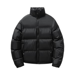 Custom <b>Black</b> Men's Winter Puffer <b>Jacket</b> Waterproof <b>Hooded</b> Stand High Quality Polyester Filled Bubble Design High Street Style - Product Image 1