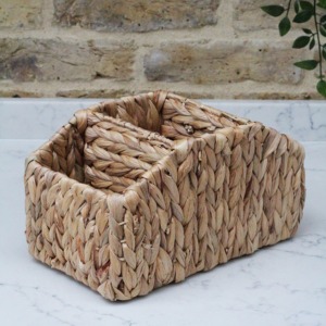 Low cost <b>pen</b> holder for desk top organization <b>water</b> hyacinth pencil storage stand with compartment - Product Image 2