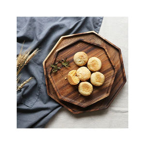 Plateau en bois de couleur noyer profond de la meilleure qualité avec poignée en métal unique et design durable, idéal pour servir de la nourriture aux invités - Product Image 6