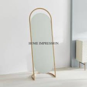 Recién llegado, suministro directo de fábrica, marco de Metal chapado en oro de alto grado con espejo de forma ovalada, espejo de Baño Para el hogar y el Hotel - Product Image 4