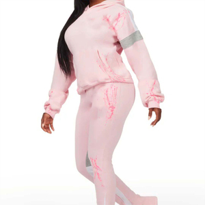 Vente en gros Automne Logo personnalisé Sweat à capuche Training Jogging Wear Survêtements Jogger Ensemble Femmes Deux Pièces Survêtement Pantalon Ensemble - Product Image 3