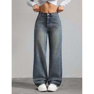 Jean ample taille haute en denim délavé vert style vintage pour femme – Respirant et confortable pour l'été – Portée toute la journée – Taille 26-40 - Product Image 4