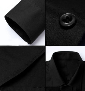 <b>Men's</b> Regular Fit <b>Long</b> <b>Sleeve</b> Satin Yarn Dyed Plaid Button Collar Dress <b>Shirts</b> <b>White</b> Black Breathable Anti-Wrinkle Quick Dry - Product Image 6