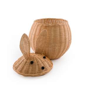 Cesta de almacenamiento de Pascua, lindas cestas de ratán para niños, cesta económica con tapa de orejas de conejo - Product Image 4