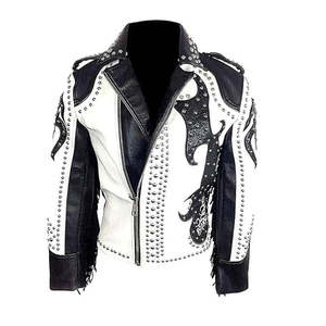 Stunning Winter Long Tribal Gothic Punk <b>Vintage</b> <b>Biker</b> Leather <b>Jacket</b> for Men Genuine Leather Waterproof Windproof Rivet Fringe - Product Image 1