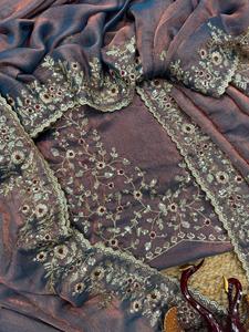 Moda clásica India Bollywood diseñador gasa seda Sari última exclusiva fiesta nupcial boda desgaste con blusa étnica mujeres - Product Image 3